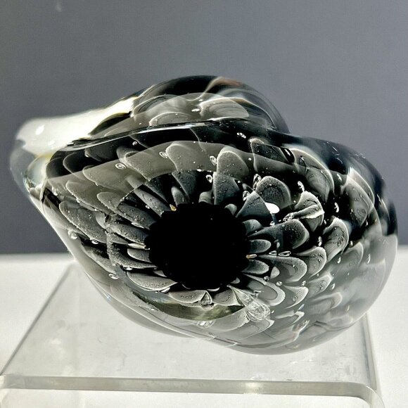 FM‎ Ronneby Konstglas Art Glass Bird Paperweight Fumato Glass Sweden - Picture 9 of 12